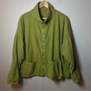 Vintage CMC by Color Me Cotton Full Zip Corduroy Jacket Size L Chartreuse Green